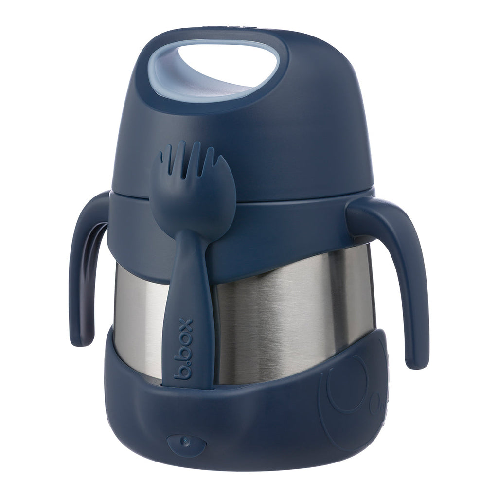 bbox midnight blue thermos with spoon