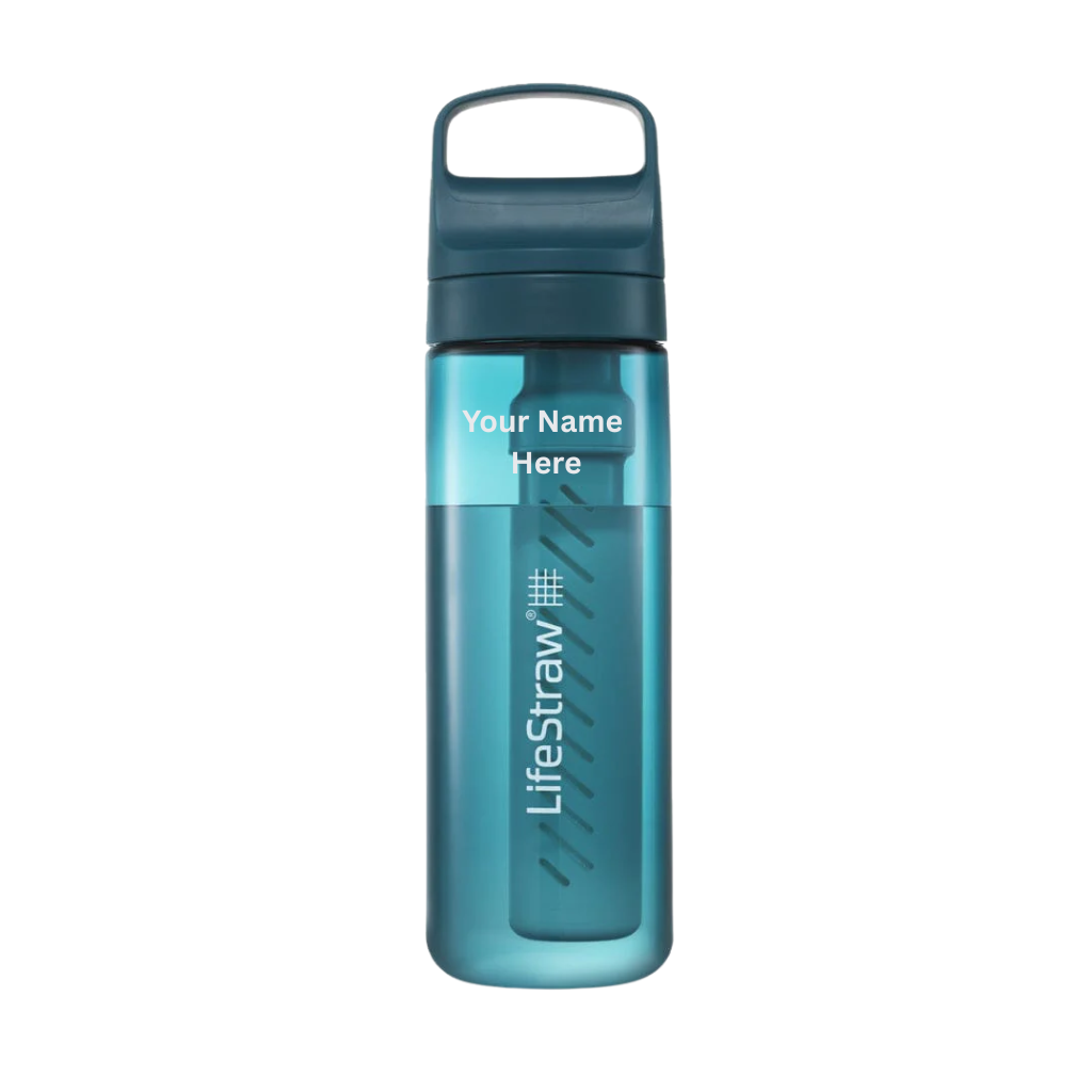 Teal LifeStraw water bottle laguna teal colour with customizable text 