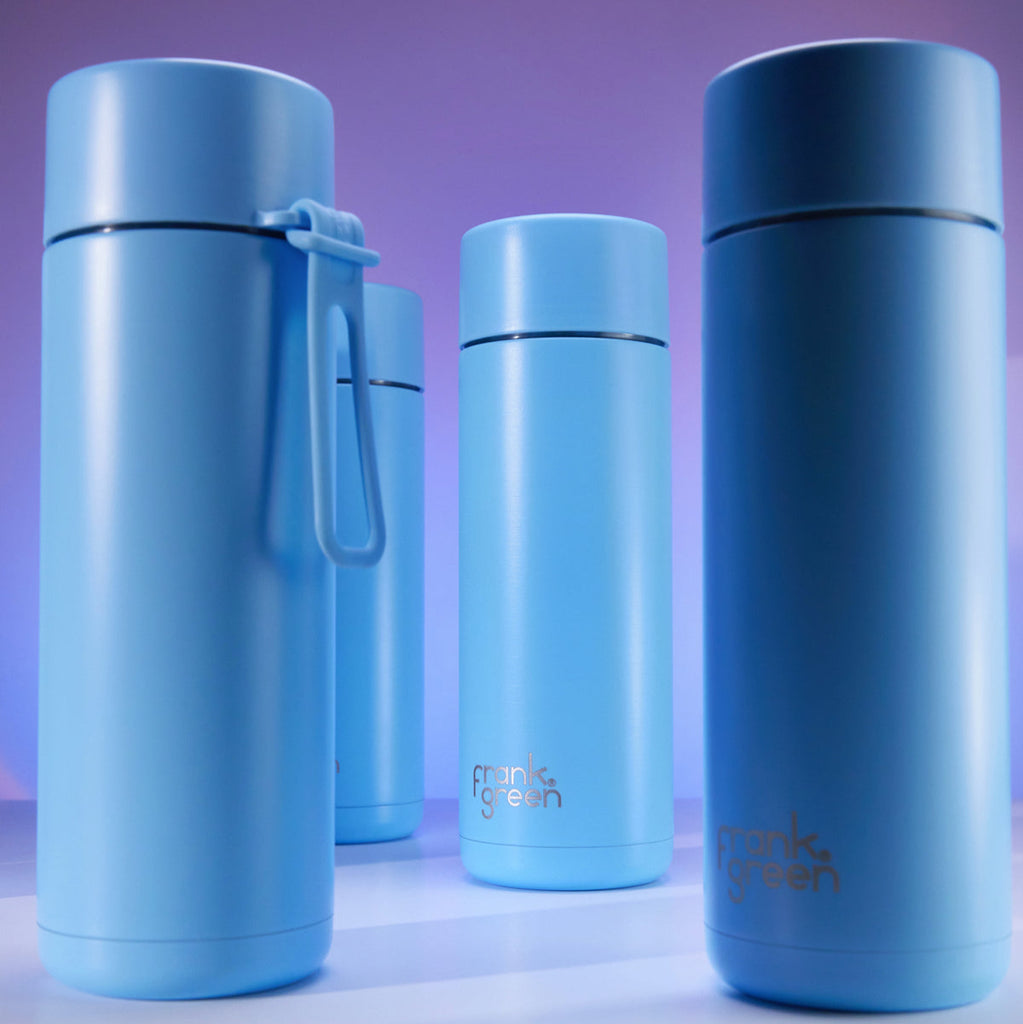 Frank Green Ceramic insulated 595ml drink bottle blue sky bottles hero