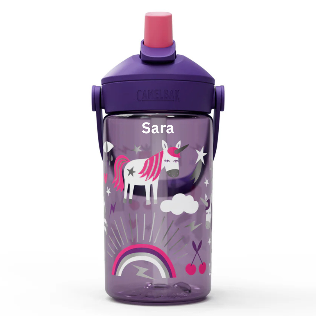 Personalised kids unicorn drink bottle camelbak thrive 400ml