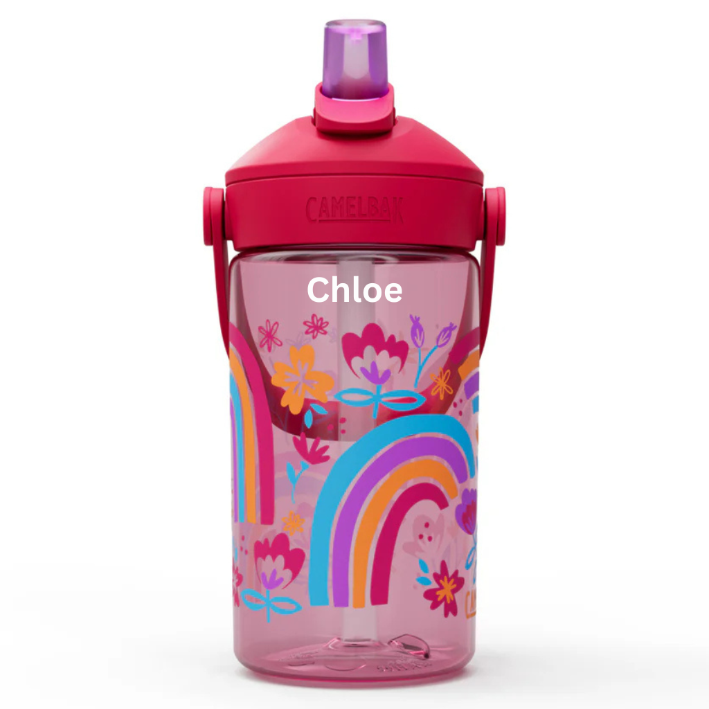 Personalised Camelbak thrive kids tritan drink bottle rainbow floral