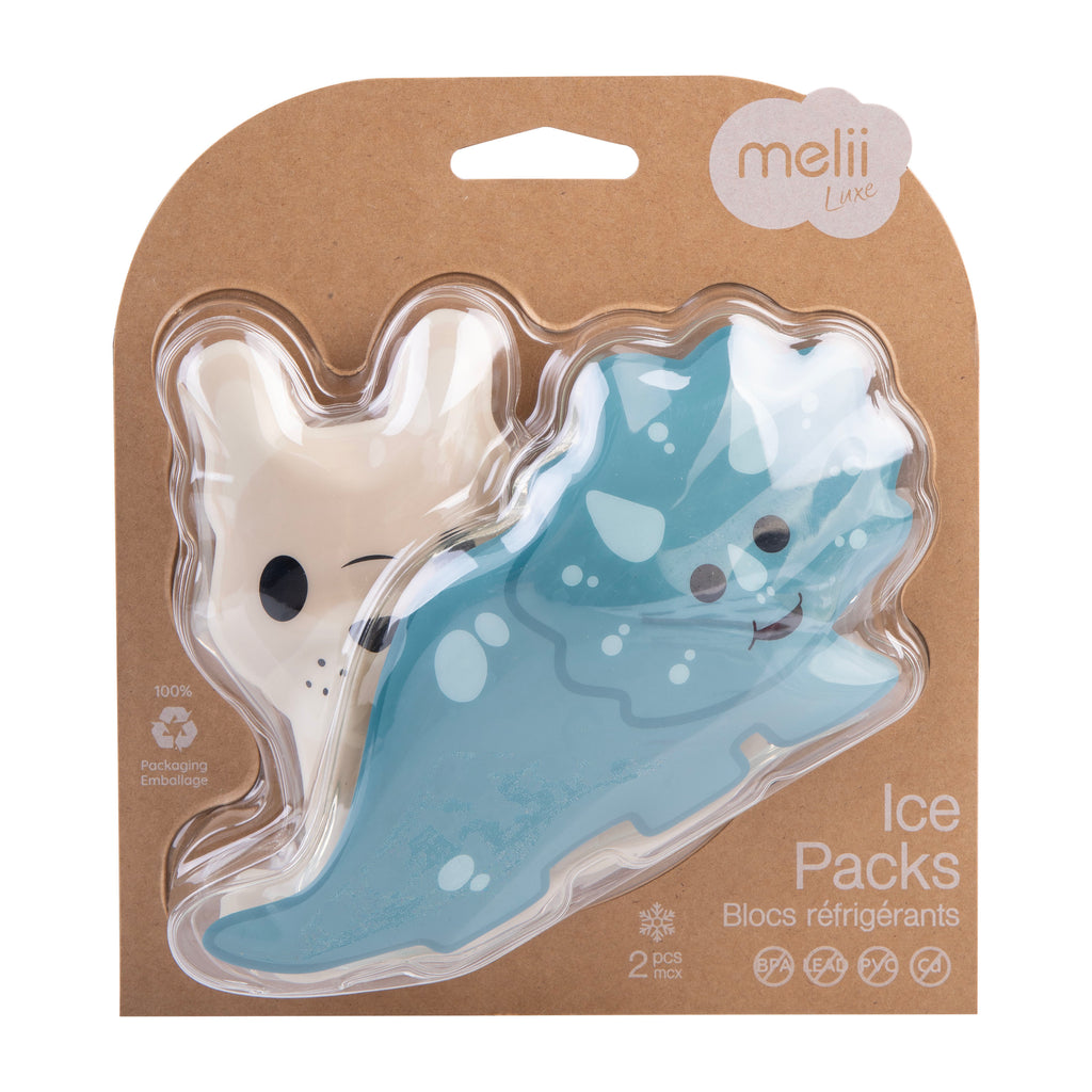 Melii Luxe Gel Ice Packs set 2 - Dinosaur and Bulldog designs.