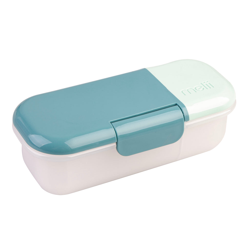 Melii Luxe, Snack and Dip container, in a blue and mint colour.