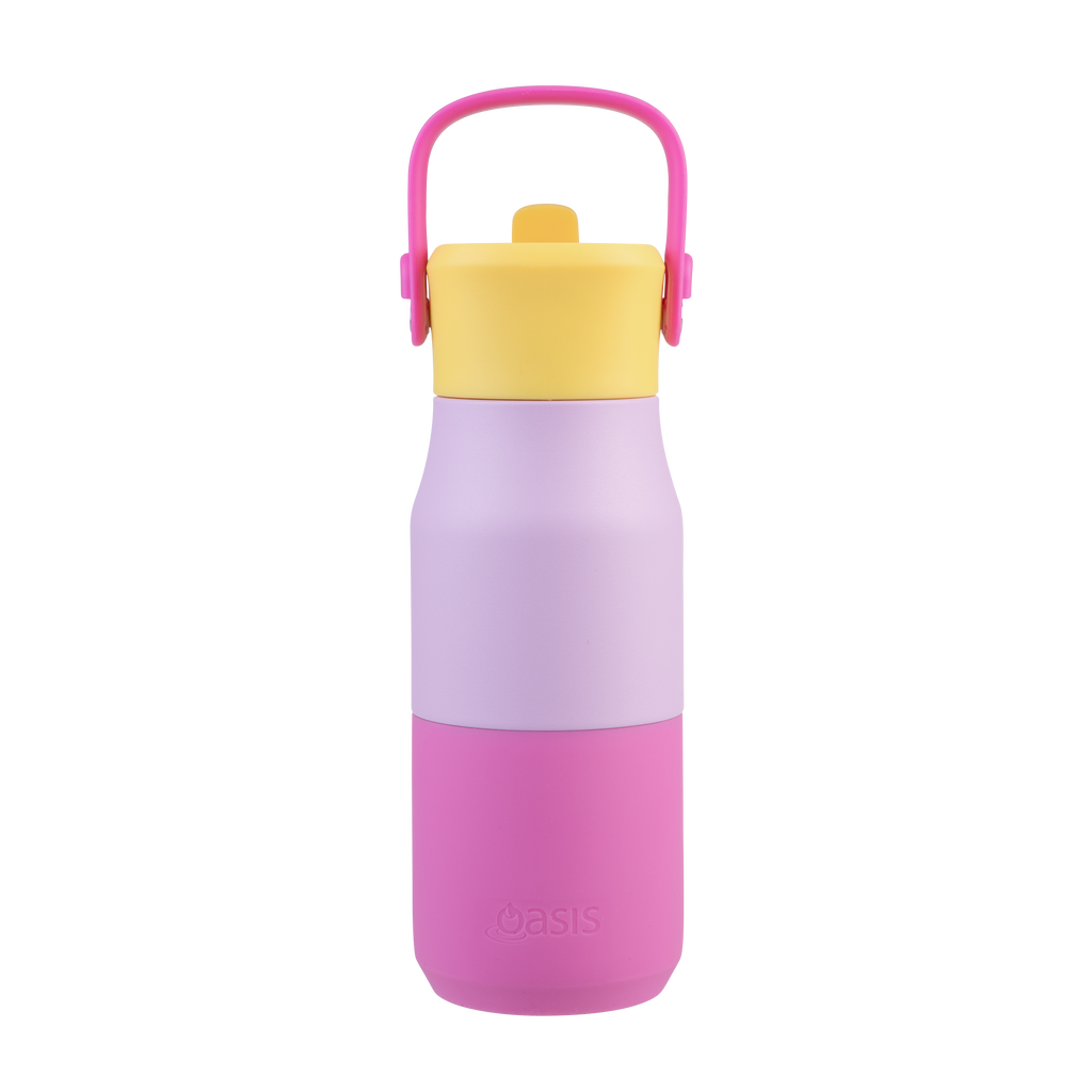 Oasis junior 400ml drink bottle, stainless steel in bubblegum pink colour way.