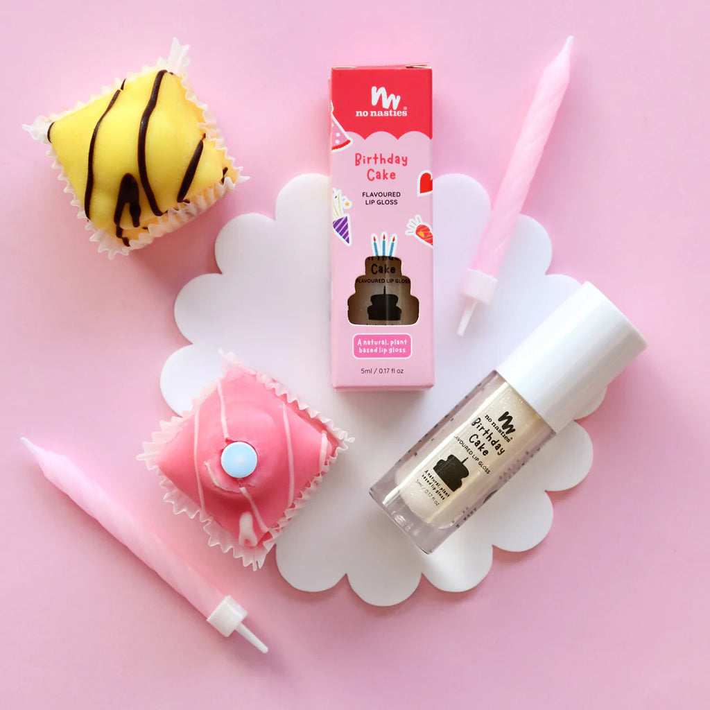No Nasties Kids | Natural Kids Lip Gloss Wand | Birthday Cake - Creative Kids Lab