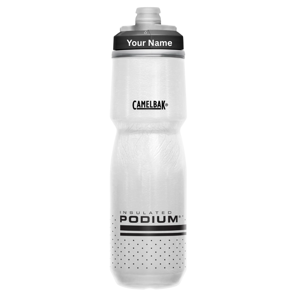 Camelbak podium chill white black drink bottle 700ml with name engraved