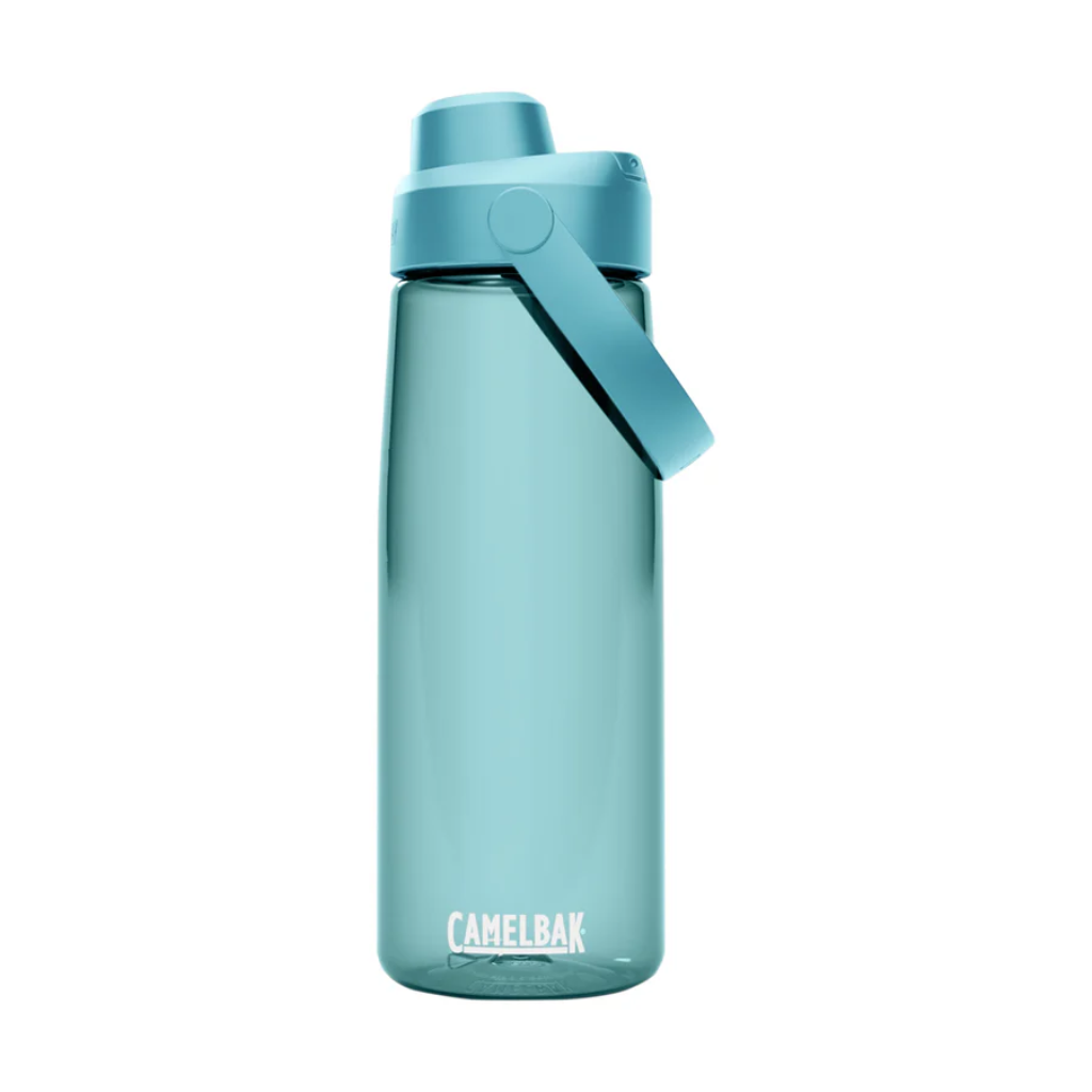 Cove Blue tritan chug 750ml water bottle with CamelBak logo on a white background