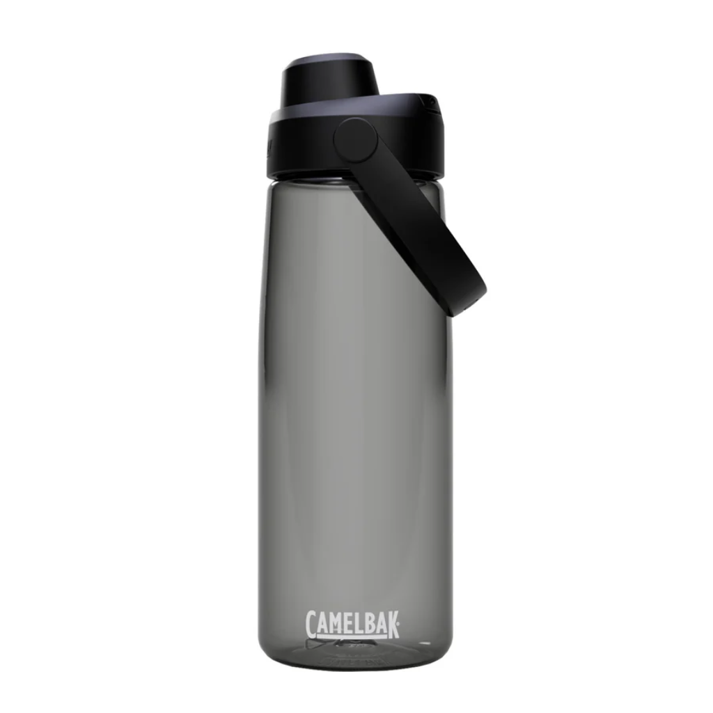 CamelBak water bottle with black lid on a white background