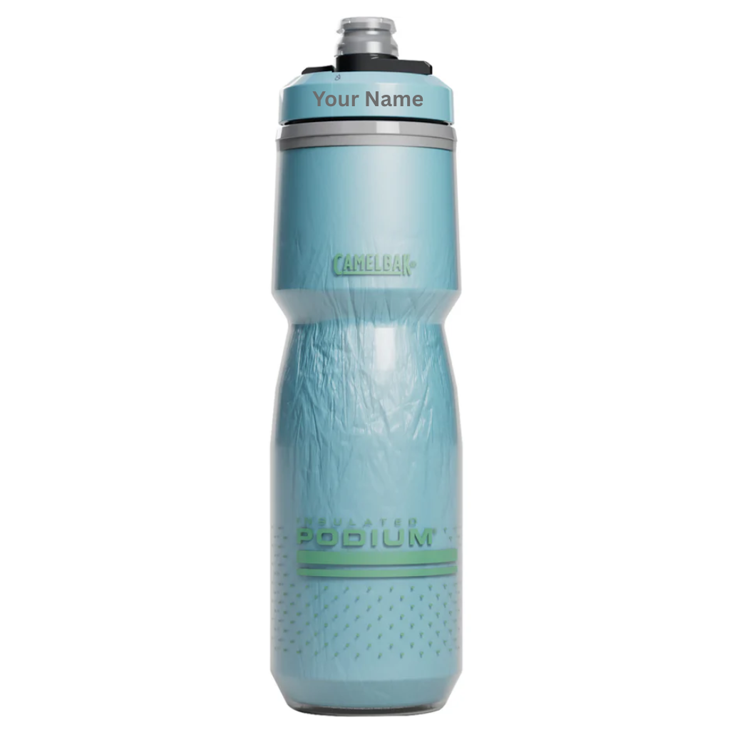 Blue CamelBak Podium chill 700ml water bottle with name engraved