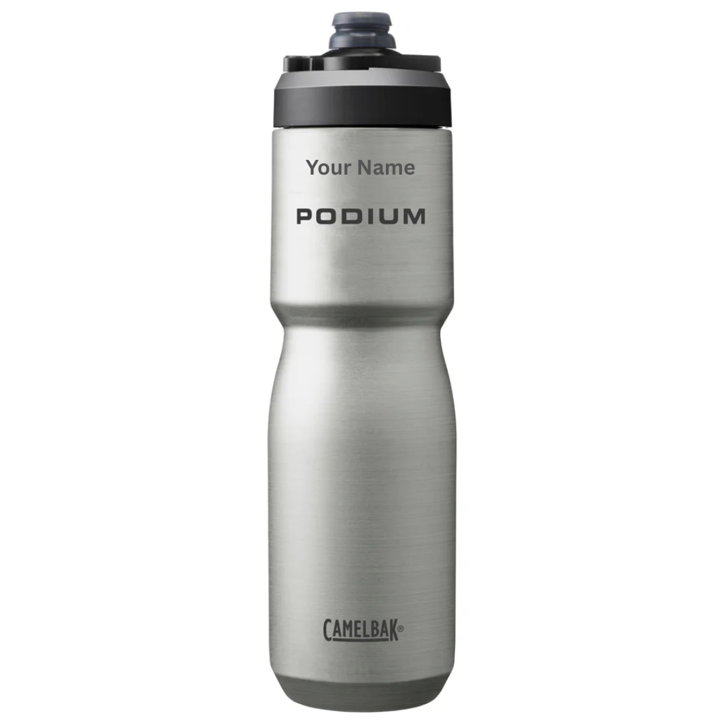 CamelBak podium stainless steel drink bottle in stainless 650ml with name engraved