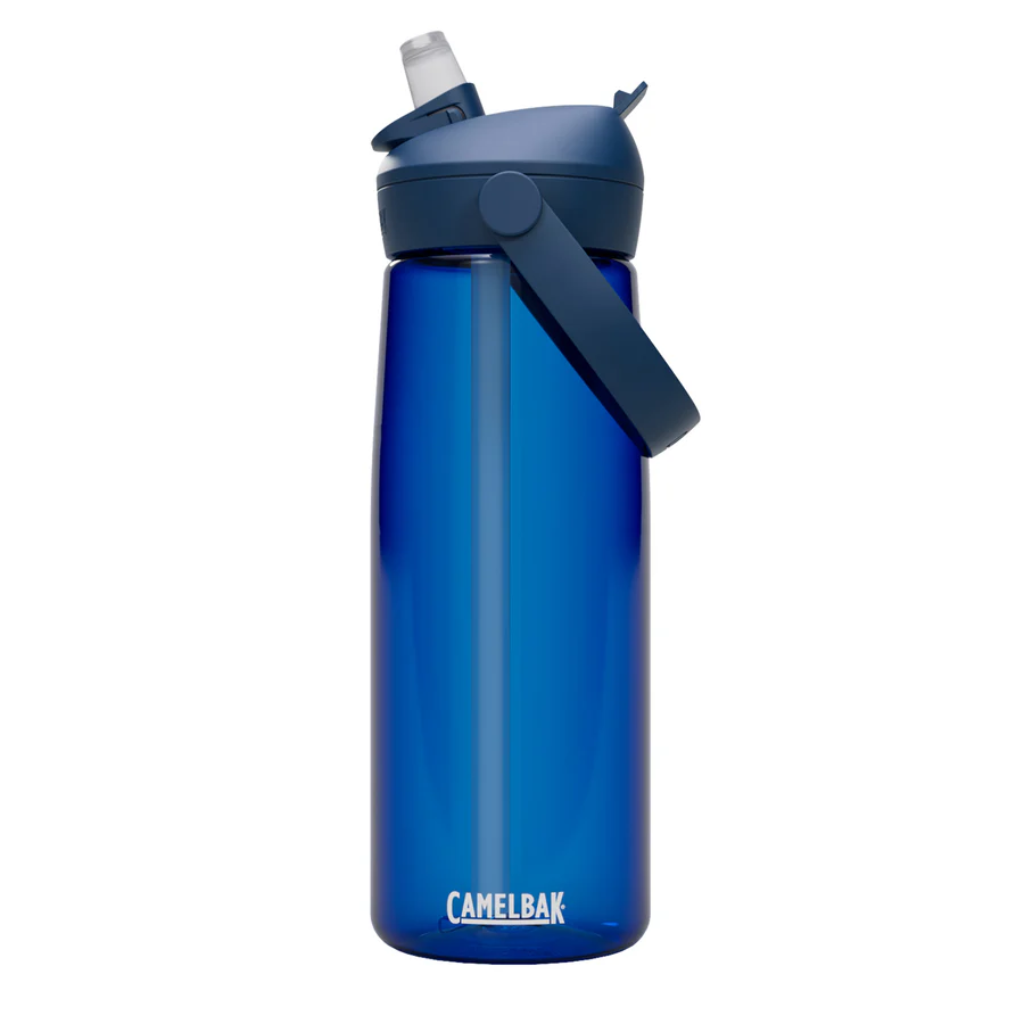 Blue CamelBak water bottle on a white background