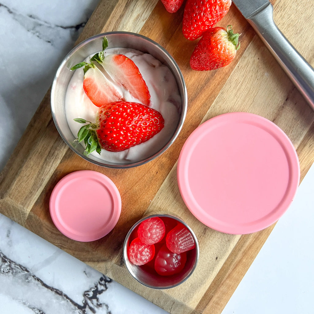 Ecococoon | Stainless Steel Snack Pots | Pink Rose - Creative Kids Lab