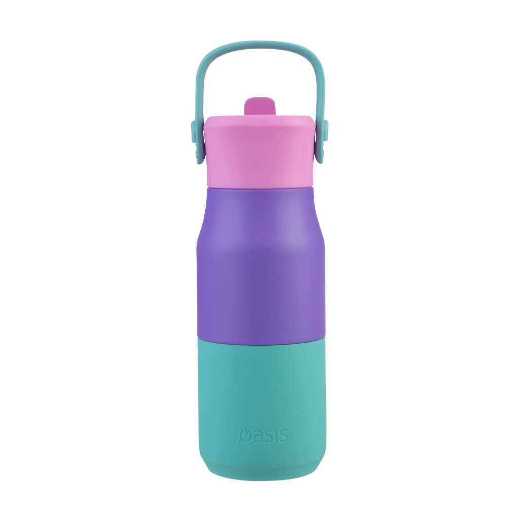OASIS STAINLESS STEEL DOUBLE WALL INSULATED 'JNR' DRINK BOTTLE W/ SIPPER 400ML Mermaid Purple