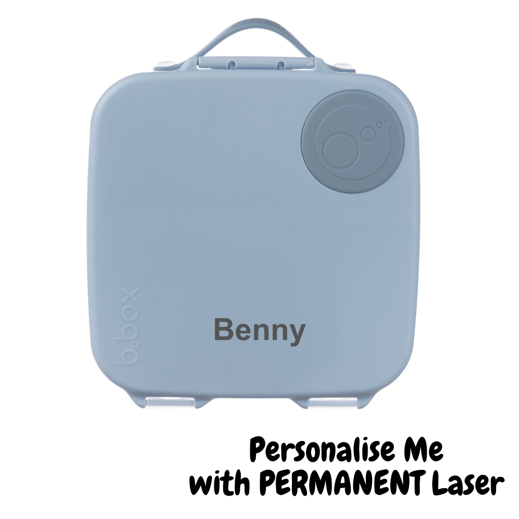 laser engraved personalised bbox large lunchbox in chill out blue grey