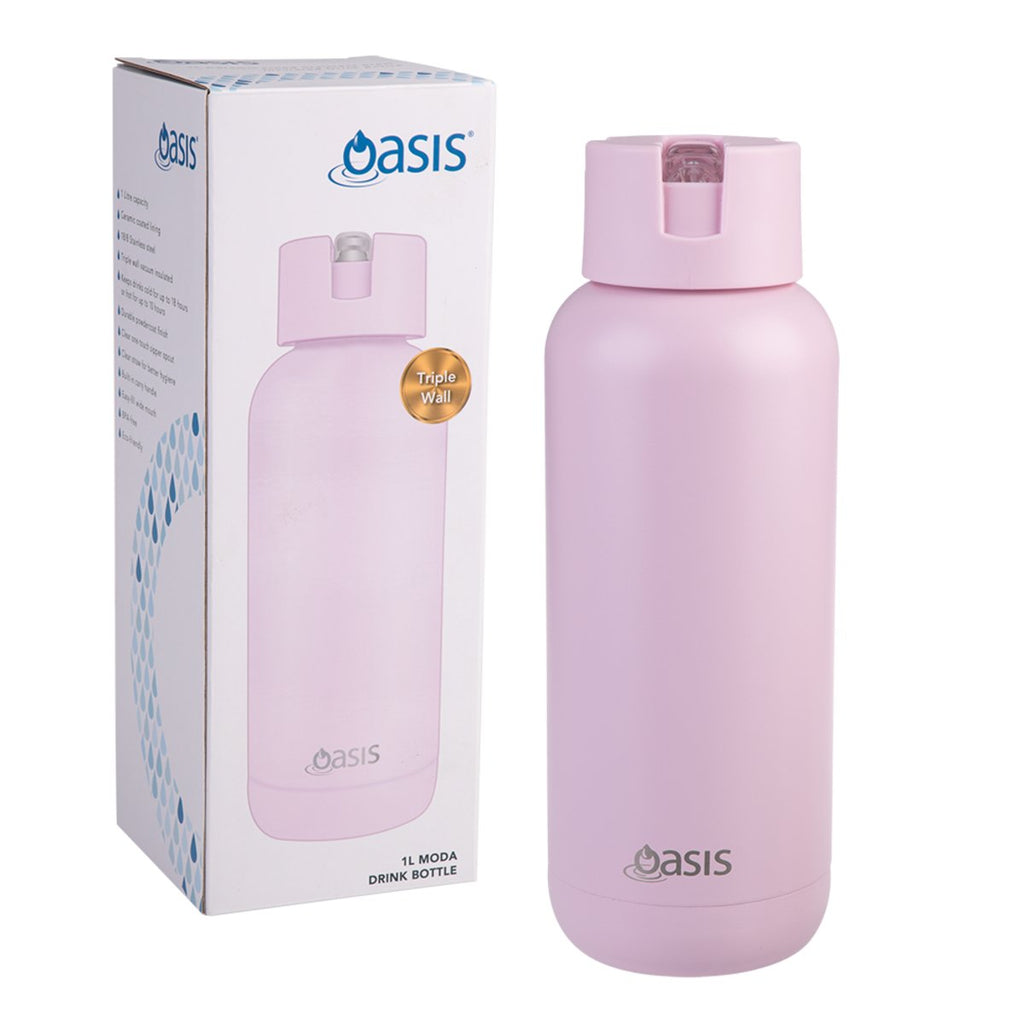 Oasis | Moda Ceramic Lined Stainless Steel Drink Bottle | 1 Litre - Creative Kids Lab