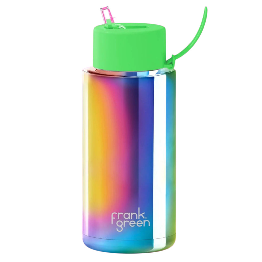 Frank Green | Ceramic Reusable Bottle | Chrome | Straw lid | 34oz, 1L - Creative Kids Lab