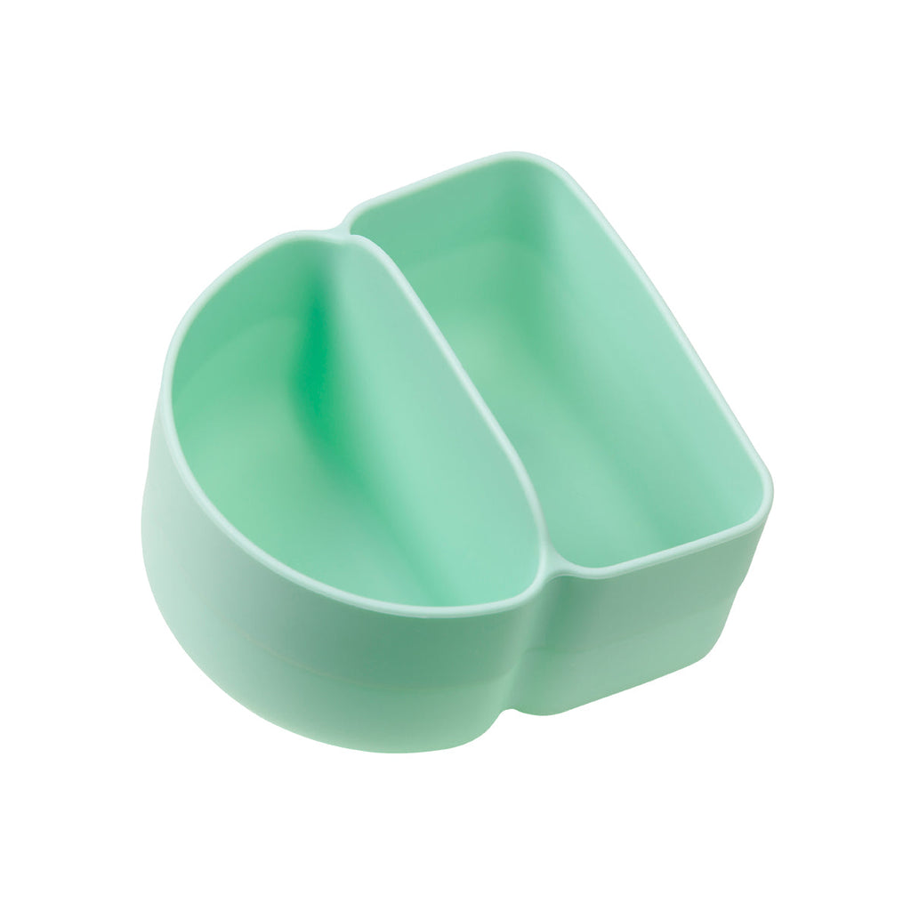 b.box bento buddy forest green container with two compartments on a white background for snackbox