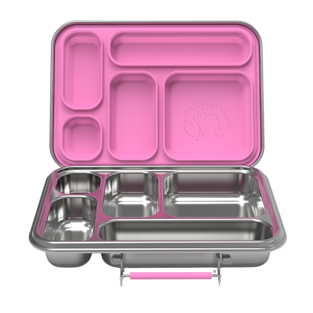 oli-eve-pink galah-stainless-steel-bento-lunch-box-lid with lid open