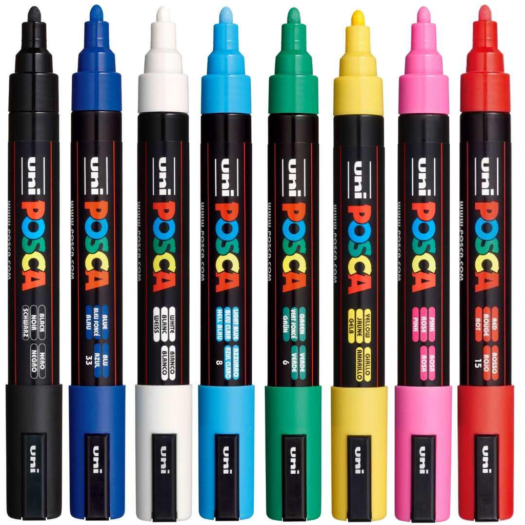 POSCA PC5M Paint Marking Pen - ASSORTED COLOURS - Set of 8 - Creative Kids Lab